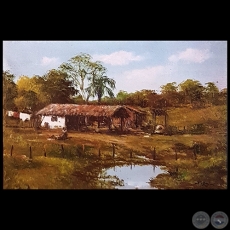 PAISAJE CON RANCHO Y AGUADA - Obra de JUAN GUERRA GAJA